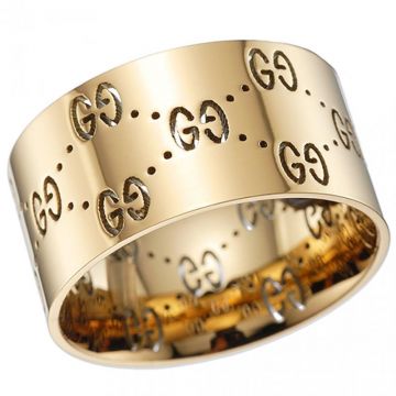 Best Gucci GG Motif Icon Engraved Interlocking Gold Ring For Ladies Four Seasons