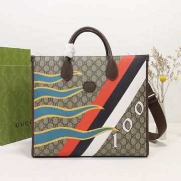 For Sale Irregular Colorful Geometric Print Handle Interlocking G Leather Label—Clone Gucci Long  Strap Women Medium Diagonal Bag